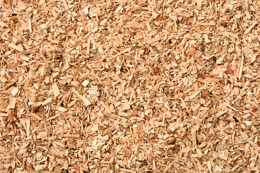 Overhead shot of wood chip texture background.