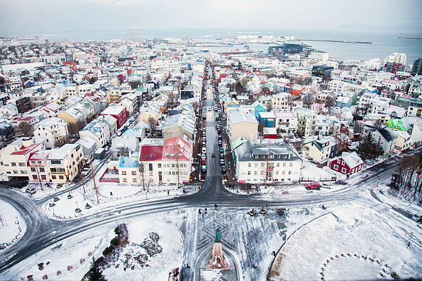 Overlooking Reykjavik A picture take from the clock tower overlooking Reykjavik reykjavik stock pictures, royalty-free photos & images