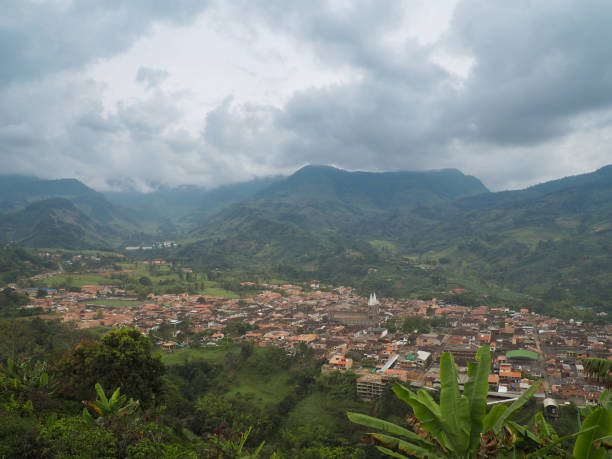 Overlooking the village of Jardin, Colombia stock photo