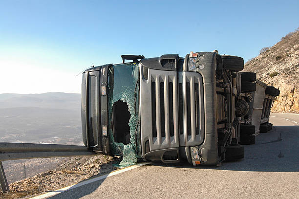 Overturned Truck stock photo