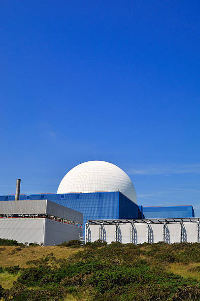 Overview from a distance of nuclear reactor stock photo