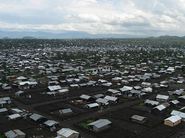 Overview Refugee Camp near Goma Republic of Congo Africa stock photo