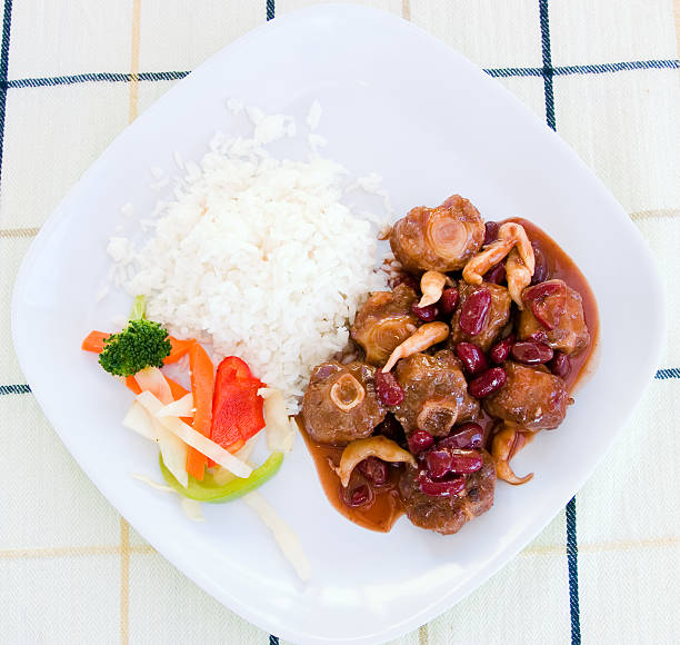 Oxtail Stew with Rice and Vegetables stock photo