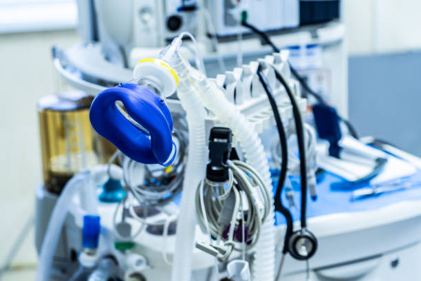 oxygen inhalation equipment at the hospital room stock photo