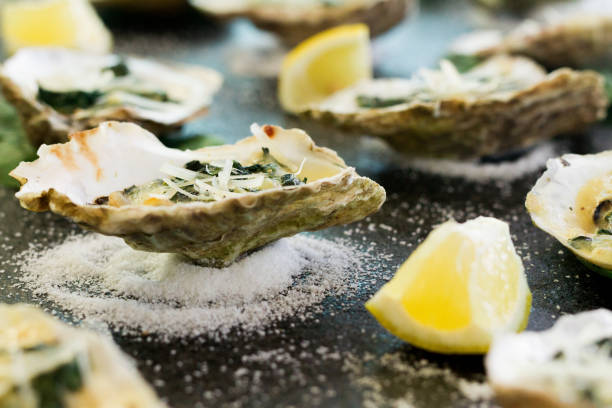 Oysters Rockefeller ￼ stock photo
