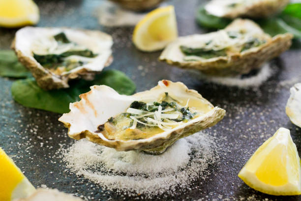 Oysters Rockefeller stock photo