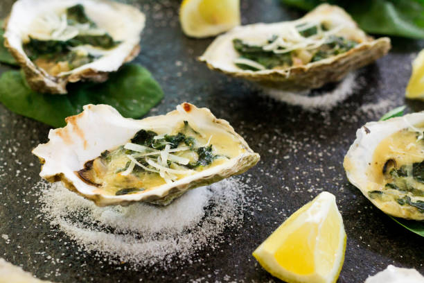Oysters ￼Rockefeller ￼ stock photo