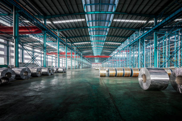 Packed coils of steel sheet Packed coils of steel sheet in a plant, china. steel mill stock pictures, royalty-free photos & images