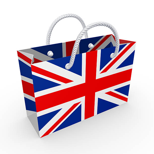 Packet with flag of UK. stock photo
