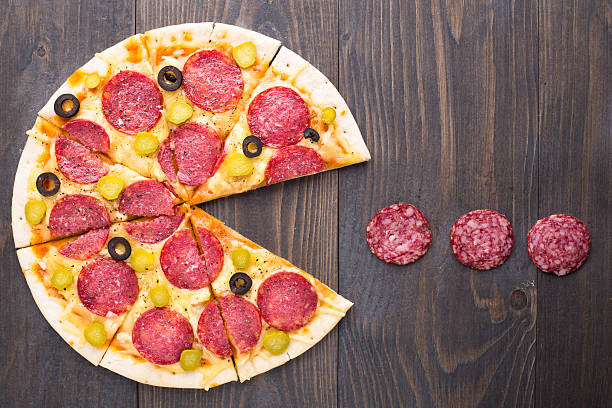 Pacman pizza stock photo