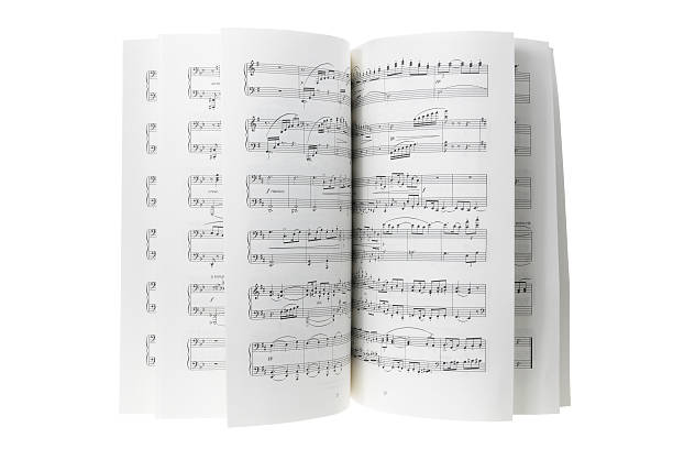 Pages of a musical score displayed artistically  stock photo