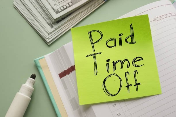 Paid Time Off is shown on the photo using the text stock photo