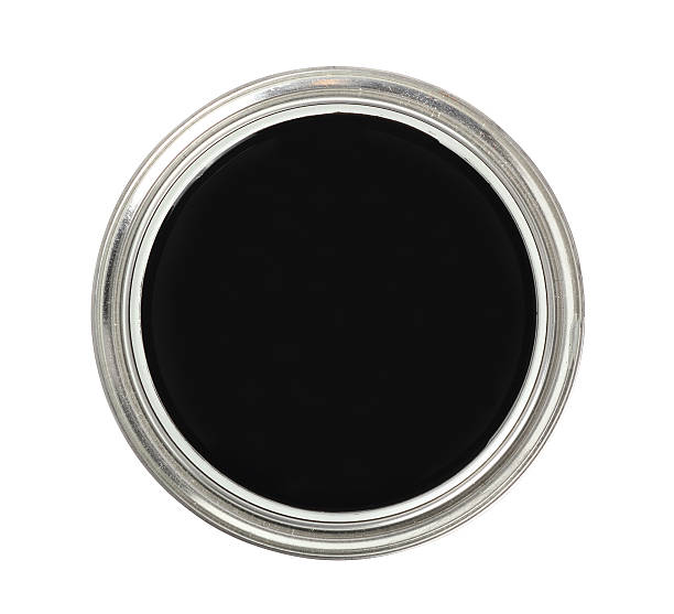 Paint can with black color. Isolated with clipping path. stock photo