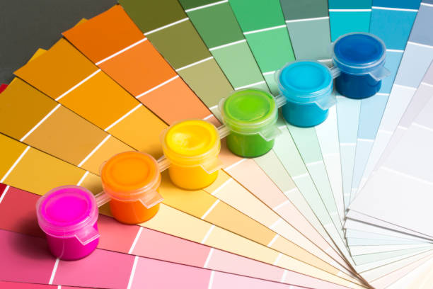Paint sample color swatches stock photo