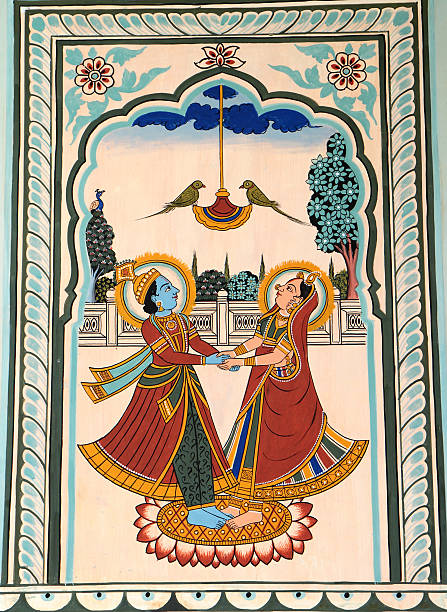 Painted Haveli, Nawalgarh, Shekhawati Region of Rajasthan, India stock photo