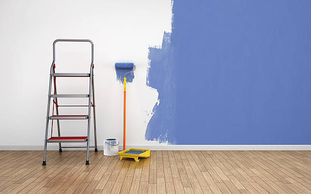 Painting walls of an empty room stock photo