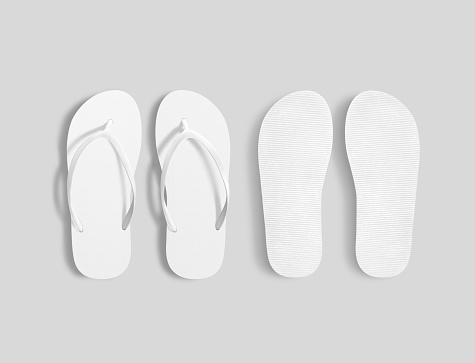 Download Pair Of Blank White Beach Slippers Mockup Top Sole View ...