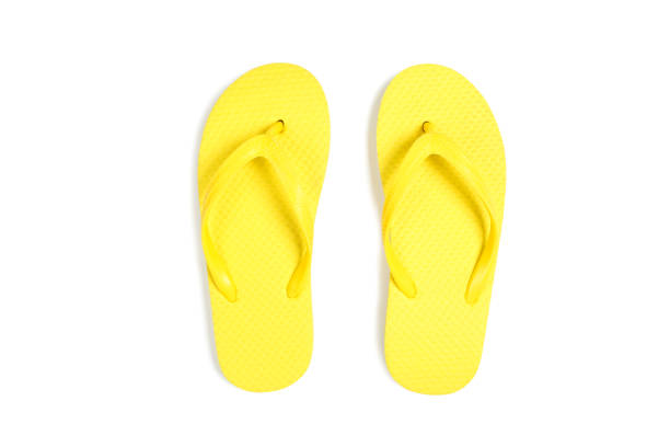 Pair of flip flops isolated on white background stock photo
