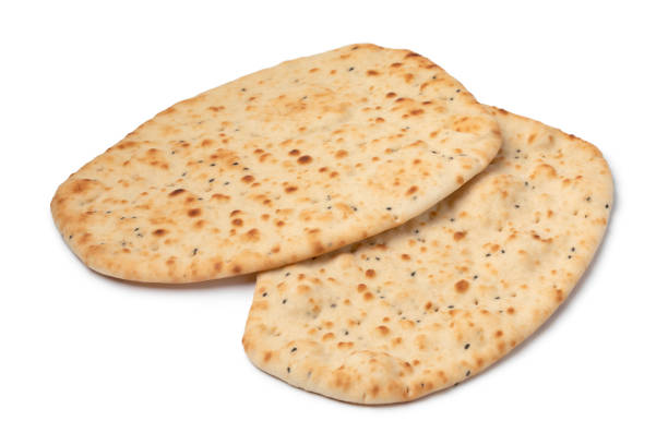 Pair of fresh of baked homemade naan stock photo