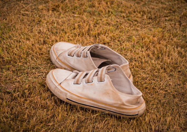pair of old sneakers stock photo
