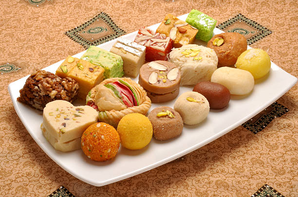 Pakistani Mithai-1 A group of delicious and famous Pakistani and Indian Sweets mithai stock pictures, royalty-free photos & images