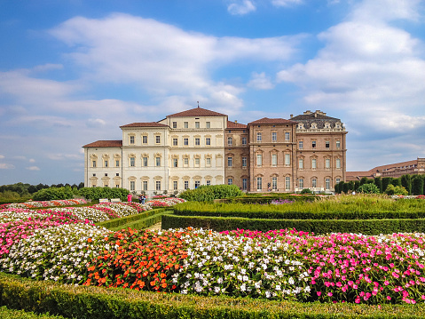 Tourists visiting the Palace of Venaria (Italian: Reggia di Venaria Reale), a former royal residence built from 1675 to host the hunting expeditions of duke Charles Emmanuel II. It is part of the UNESCO Heritage List.