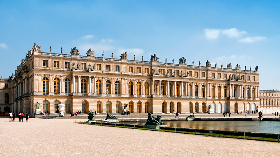 Château de Versailles, near Paris. It was an official residence of the kings of France and is now a World Heritage Site. Versailles, in France. April 30, 2019.