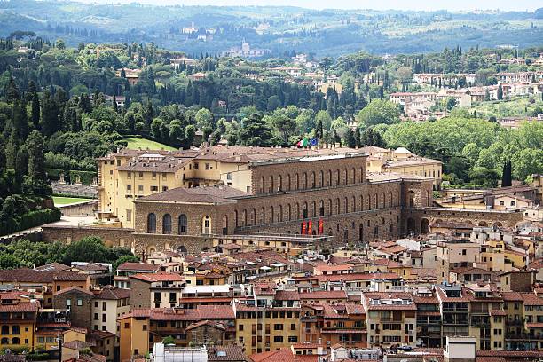 Palazzo Pitti and Boboli garden in Florence Italy stock photo
