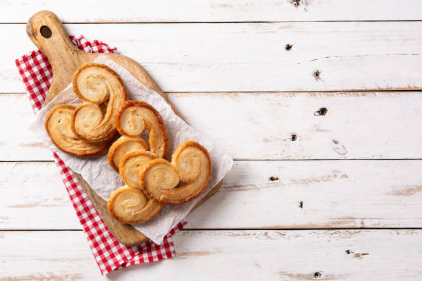 Palmier puff pastry in plate stock photo