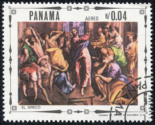 Panama religious stamp PANAMA - CIRCA 1968  A stamp printed in Panama shows a picture of a religious theme, painting created by renaissance artist El Greco from the series  Religious paintings , circa 1968 botticelli stock pictures, royalty-free photos & images