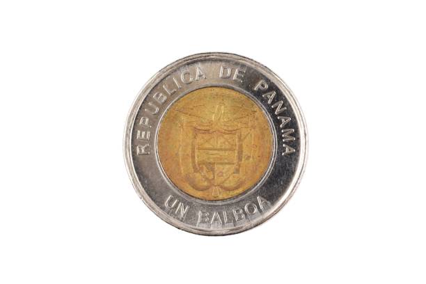 Panamanian one Balboa coin isolated on white stock photo
