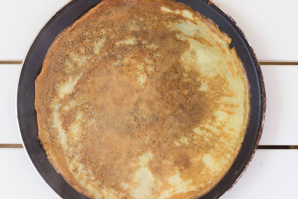 Pancakes on plate stock photo