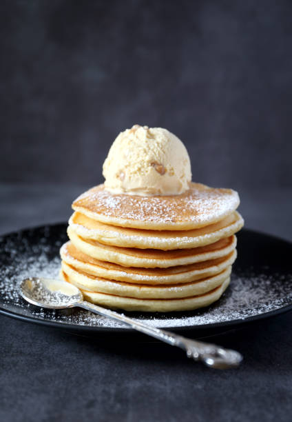 Pancakes with ice cream stock photo