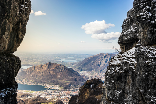 Panoramic view over the valleys of como and lecco city