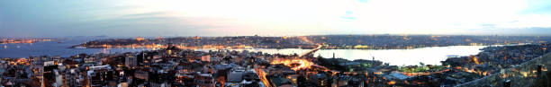 Panorama of Bosphorus at the sunset,Bosphorus,Istanbul,Turkey stock photo