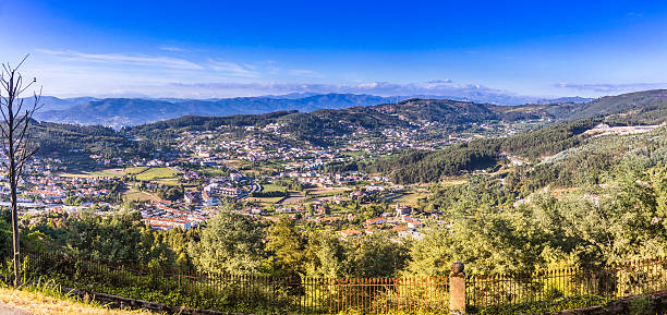 panorama of braga city from bom jesus do monte - braga imagens e fotografias de stock