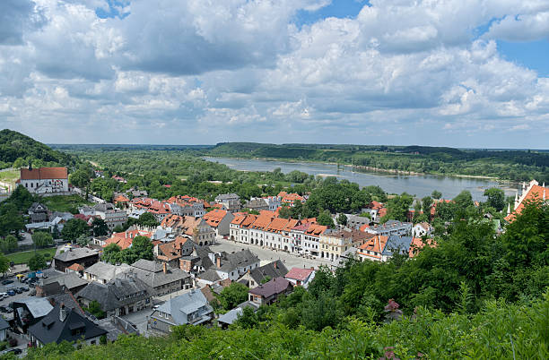 Panorama of Kazimierz Dolny and Vistula. stock photo
