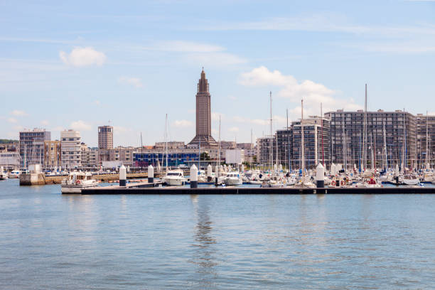 Panorama of Le Havre with St Joseph's Church stock photo