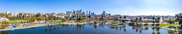 Panorama of MacArthur Park Los Angeles stock photo
