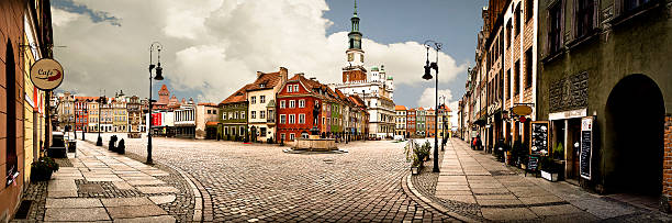 Panorama of market place in the center of Poznań Panorama of market place in the center of Poznań in Poland. poznan stock pictures, royalty-free photos & images