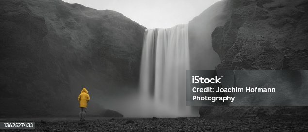 istock Panorama of Skógafoss waterfall in Iceland 1362527433