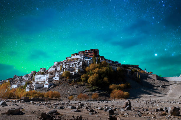 Panorama of Starry night in Norther part of India Panorama of Starry night in Norther part of India nature and landscape view in Leh ladakh india leh district stock pictures, royalty-free photos & images