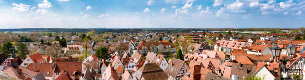 Panorama of the City Zwingenberg on the Bergstrasse, Germany Zwingenberg lies in the Bergstrasse district in southern Hesse, Germany and is the oldest town on the Hessian Bergstrasse odenwald stock pictures, royalty-free photos & images