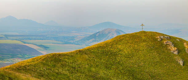 Panorama of the Mineralnye Vody resort in Stavropol Region in Russia. Caucasus stock photo