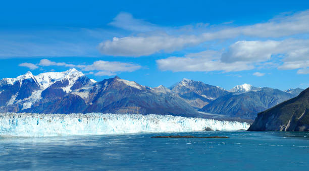 Panorama or the Dawes Glacier in Alaska as Seen from a Cruise Ship stock photo