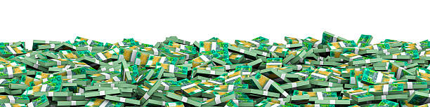 Panorama stacks Australian dollars stock photo