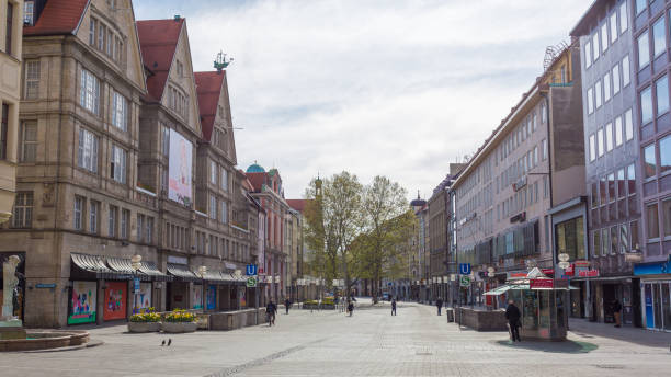 Panorama View Munich's Pedestrian Zone .