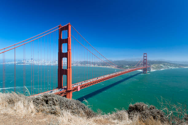 panorama view of Golden Gate Bridge, San Francisco, California stock photo