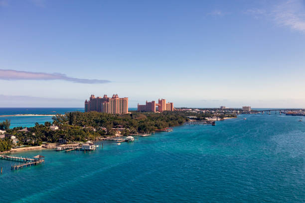 Panoramic Aerial View of Paradise Island stock photo