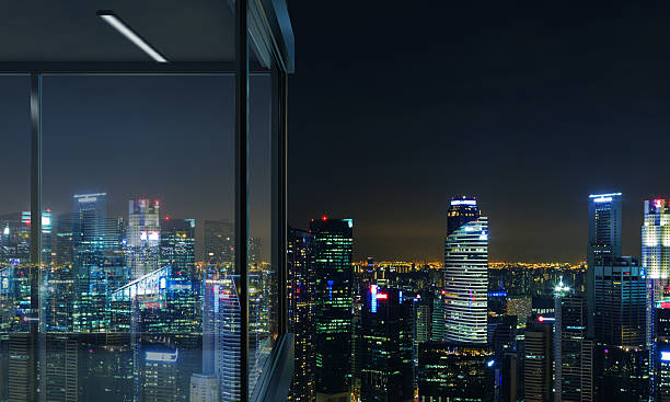 panorama-balkon-seitenansicht - penthouse stock-fotos und bilder